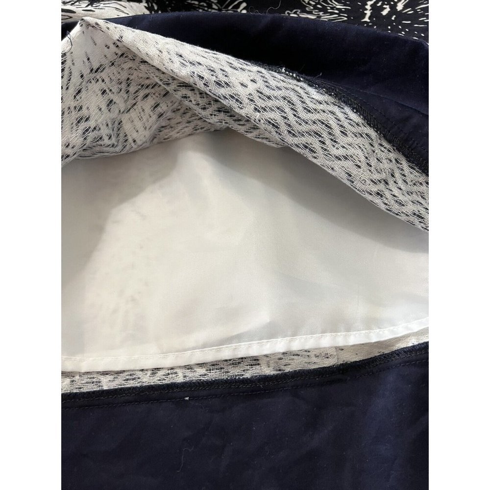 Talbots navy blue & White short sleeved sheath dress sz large beading cotton L - Picture 8 of 9